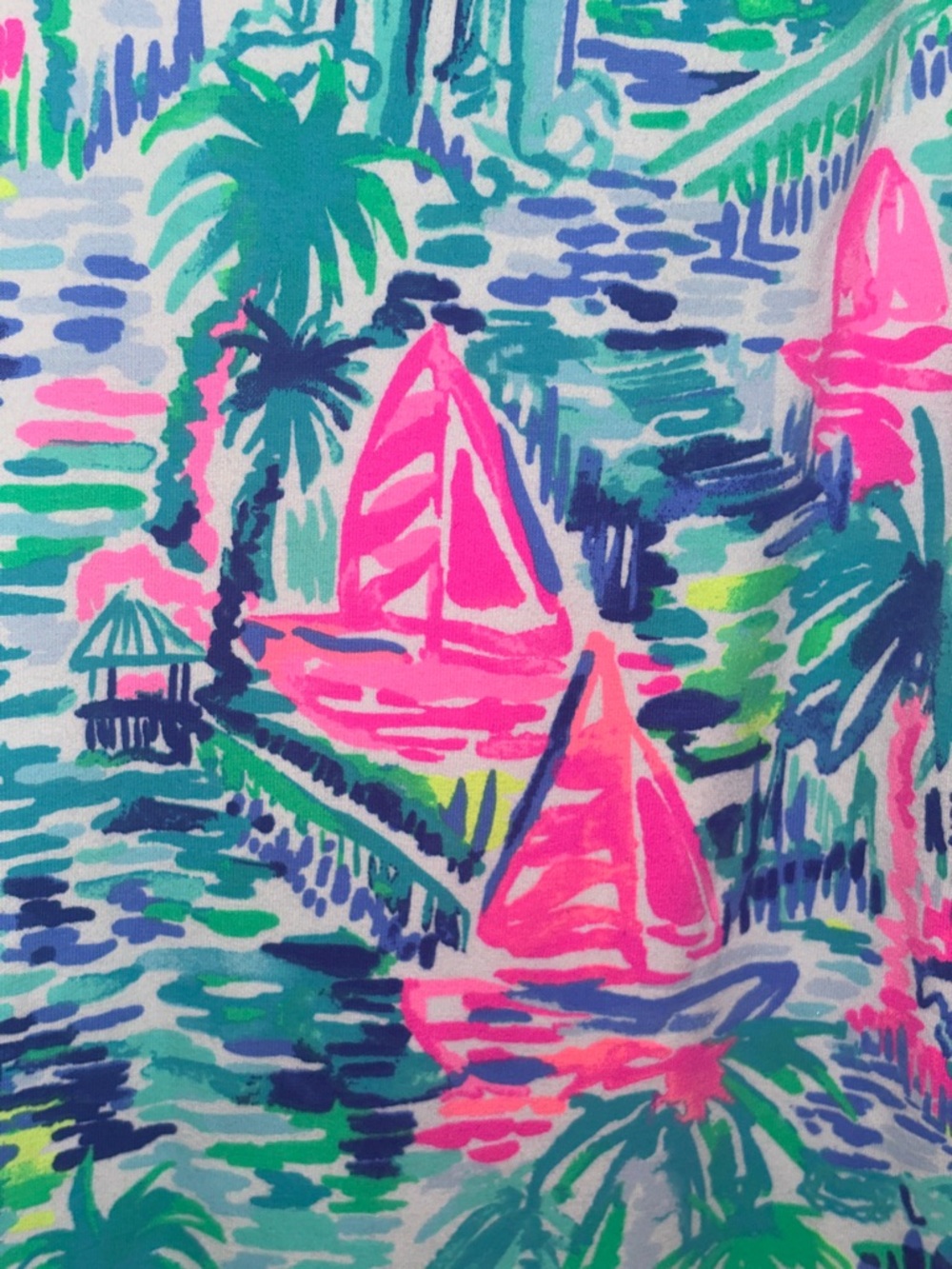 Lilly Pulitzer XL Tropical Shift Dress Gold Trim V-Neck - Picture 7 of 12